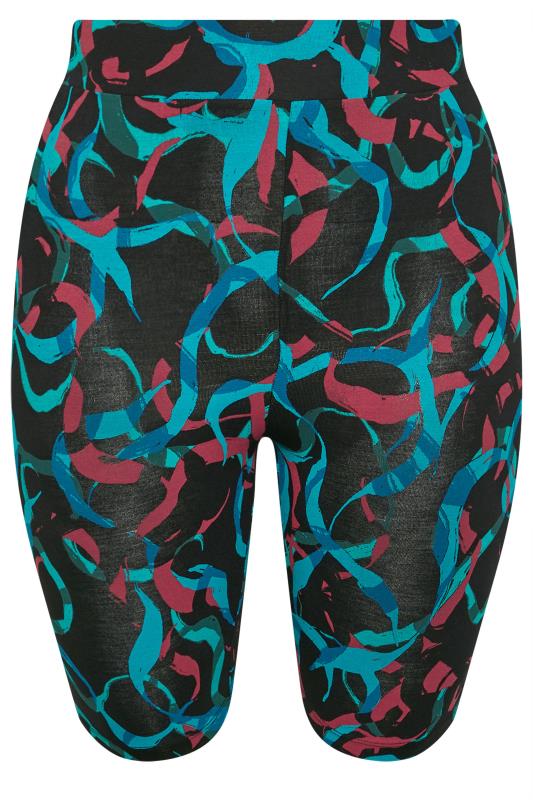 YOURS ACTIVE Plus Size Black Abstract Print Stretch Shorts | Yours Clothing 5