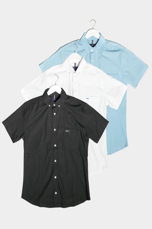 BadRhino Big & Tall 3 Pack Black & Blue Short Sleeve Oxford Shirts_A.jpg