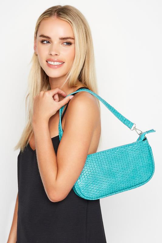 Turquoise Blue Woven Shoulder Bag 2