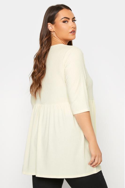 LIMITED COLLECTION Curve Cream Ribbed Smock Top 3