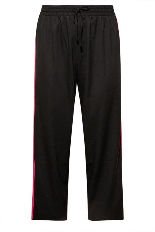 Plus Size Black & Pink Contrast Stripe Wide Leg Trousers | Yours Clothing 6