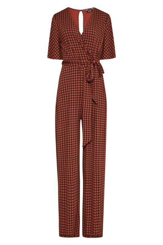 LTS Tall Rust Orange Dogtooth Check Jumpsuit 6