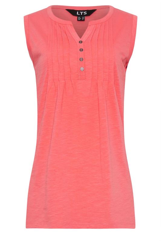 LTS Tall Women's Coral Pink Cotton Henley Vest Top | Long Tall Sally 5