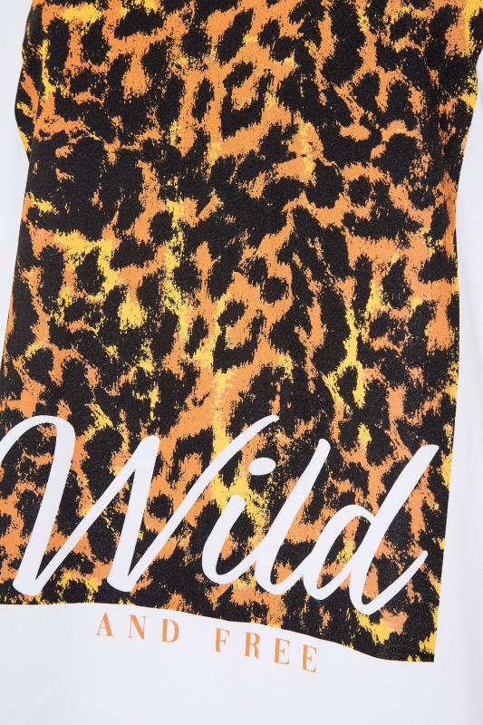Plus Size White Leopard Print Dip Back T-Shirt | Yours Clothing 5