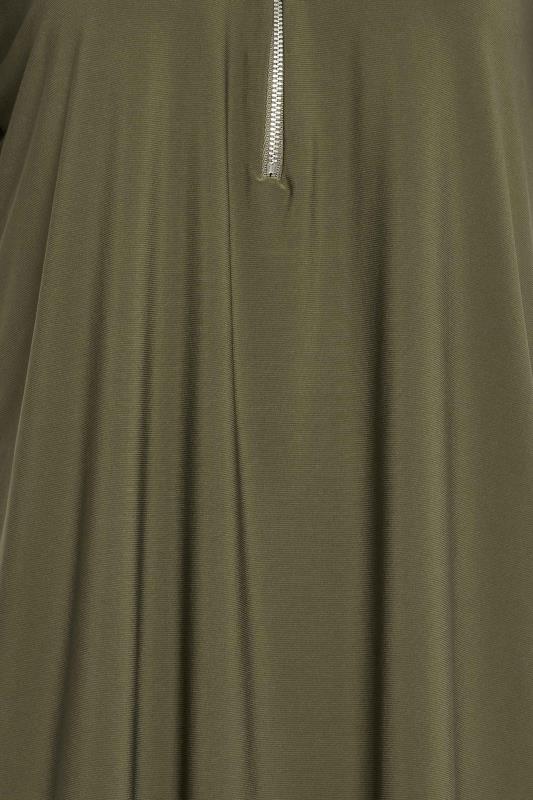LTS Tall Women's Khaki Green Zip Detail T-Shirt | Long Tall Sally 7