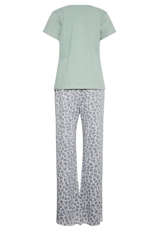 LTS Tall Green 'Wildest Dreams' Slogan Leopard Print Pyjama Set | Long Tall Sally  7