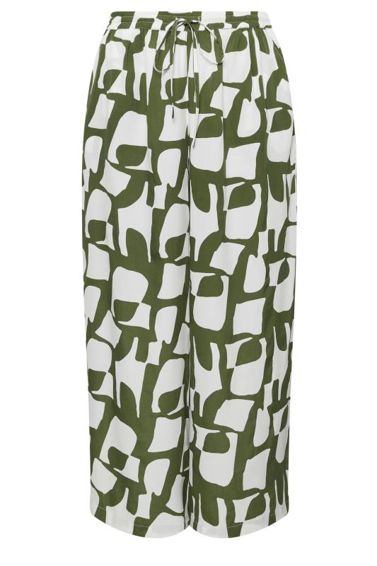 LIMITED COLLECTION Plus Size Green Abstract Print Drawstring Wide Leg Trousers | Yours Clothing 5