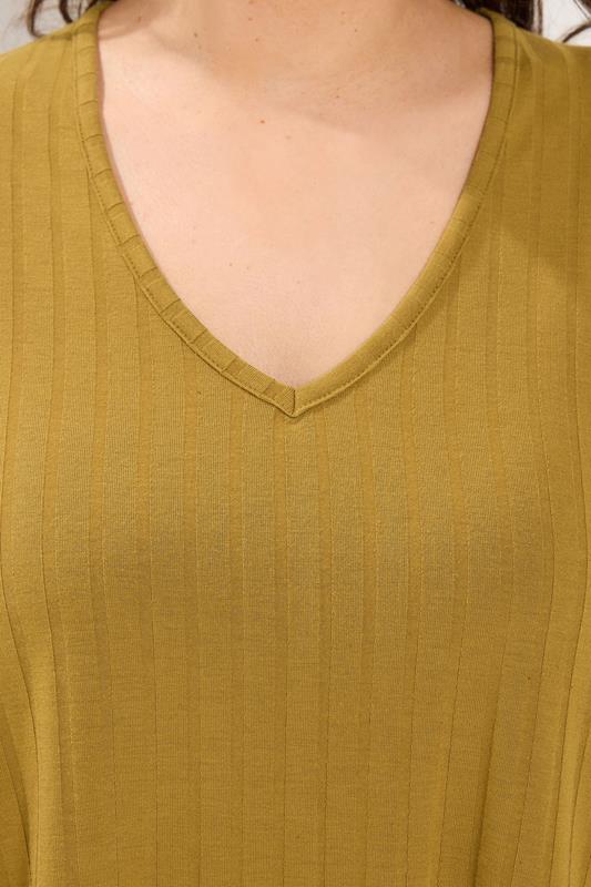 YOURS Plus Size Yellow Ribbed Long Sleeve Top | Yours Clothing 4