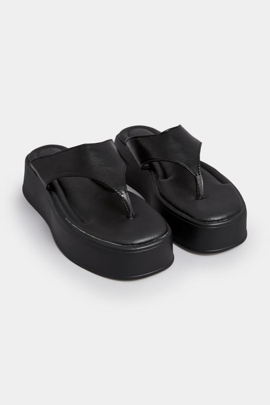 PixieGirl Black Toe Thong Flatform Sandals In Standard Fit | PixieGirl 2