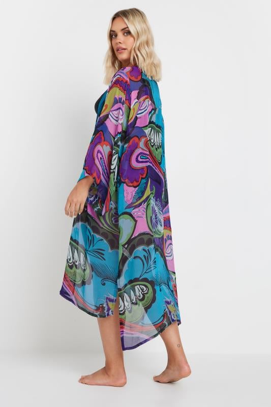 YOURS Plus Size Purple Abstract Print Beach Shirt | Yours Clothing 4