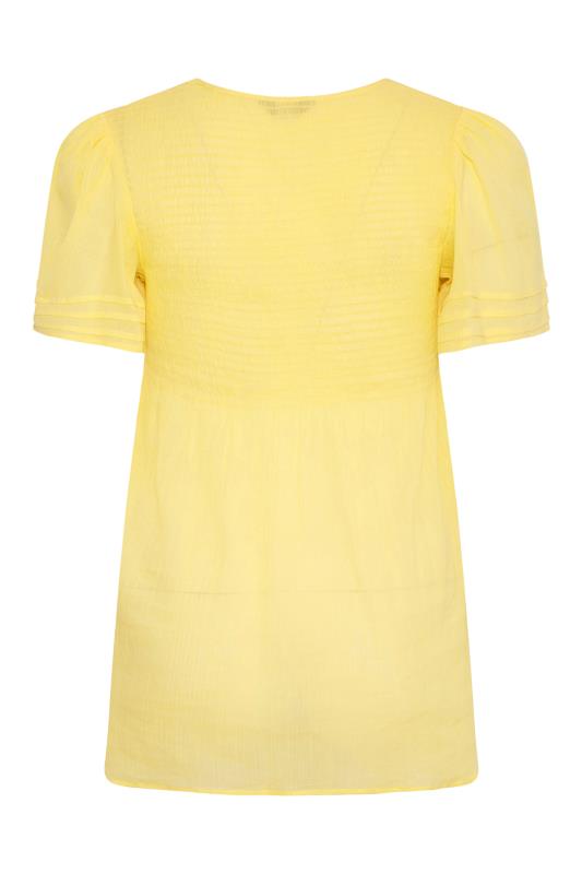 LIMITED COLLECTION Plus Size Lemon Yellow Shirred Smock Top | Yours Clothing 7