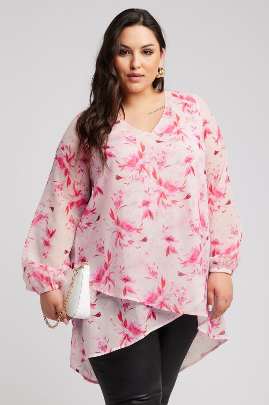  Grande Taille YOURS LONDON Curve Pink Floral Print Blouse