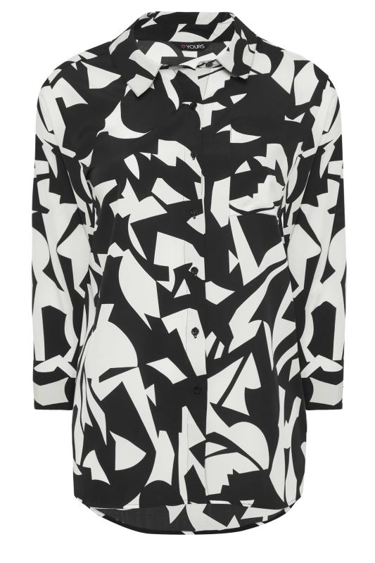 YOURS Plus Size Black & White Abstract Print Shirt | Yours Clothing 6
