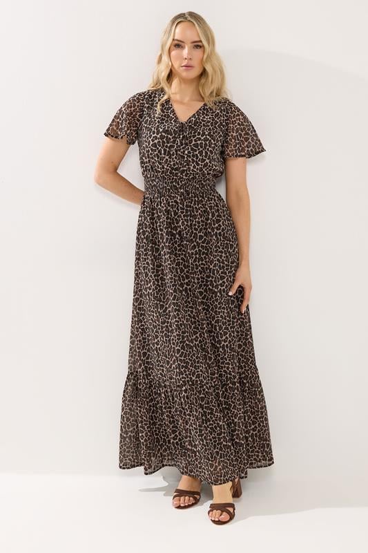 LTS Tall Women's Brown Leopard Print Maxi Dress | Long Tall Sally 1
