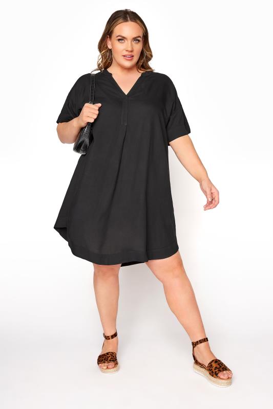 LIMITED COLLECTION Curve Black Notch Neck Summer Throw On Dress_B.jpg