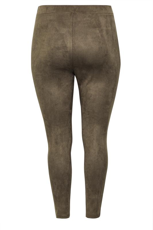 Plus Size High Waisted Brown Faux Suede Leggings | Yours Clothing 6