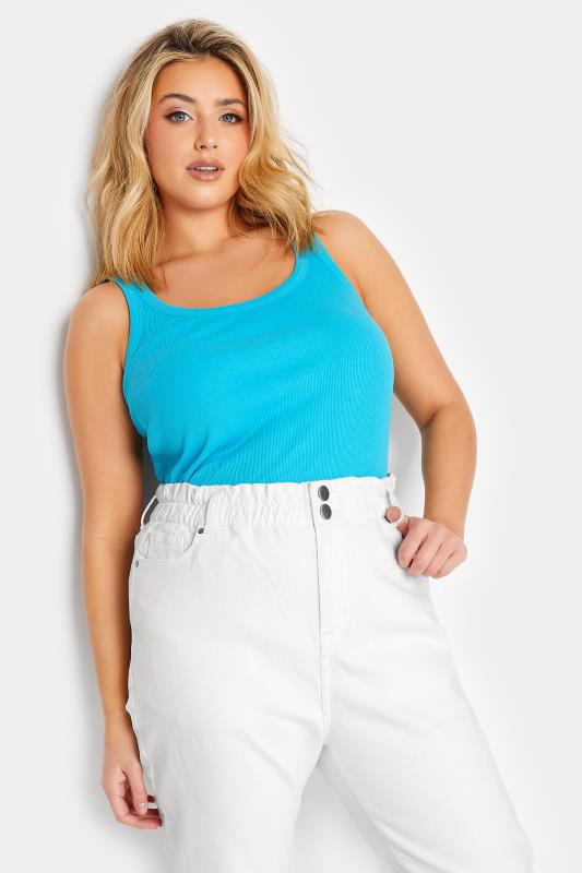 Plus Size White Stretch Elasticated Waist MOM Jeans | Yours Clothing 3