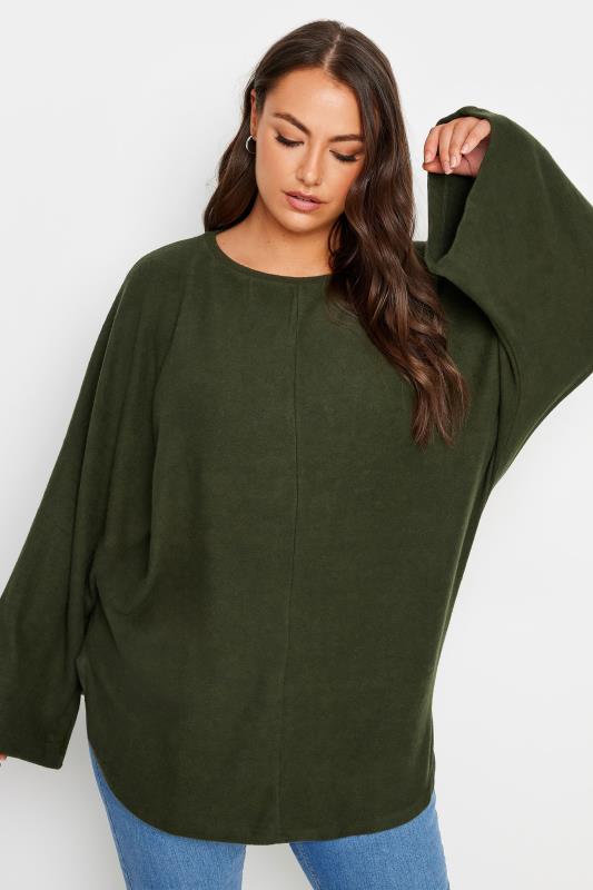 YOURS Plus Size Green Batwing Jumper | Yours Clothing 1