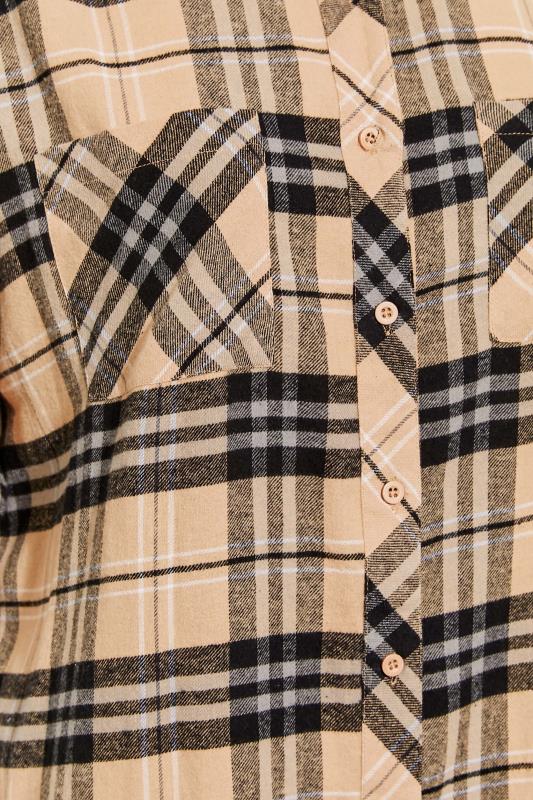 Plus Size Beige Brown Check Brushed Boyfriend Shirt | Yours Clothing 6