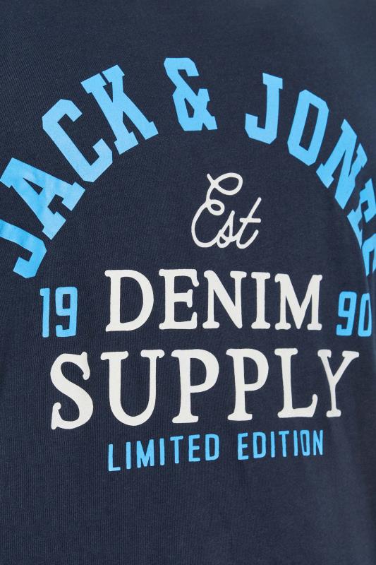 JACK & JONES Big & Tall Navy Blue Logo Short Sleeve T-Shirt | BadRhino 2
