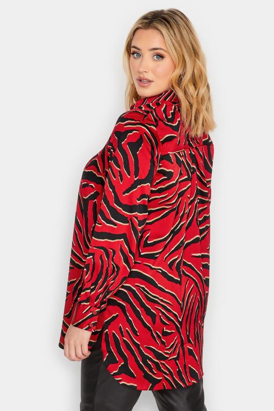 YOURS LONDON Plus Size Red Zebra Print Satin Shirt | Yours Clothing 3