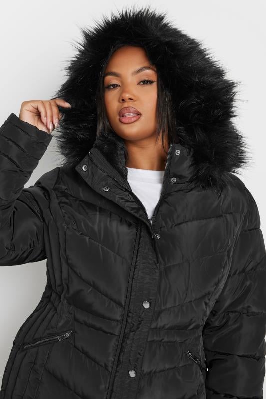 YOURS Plus Size Black Padded Coat Yours Clothing