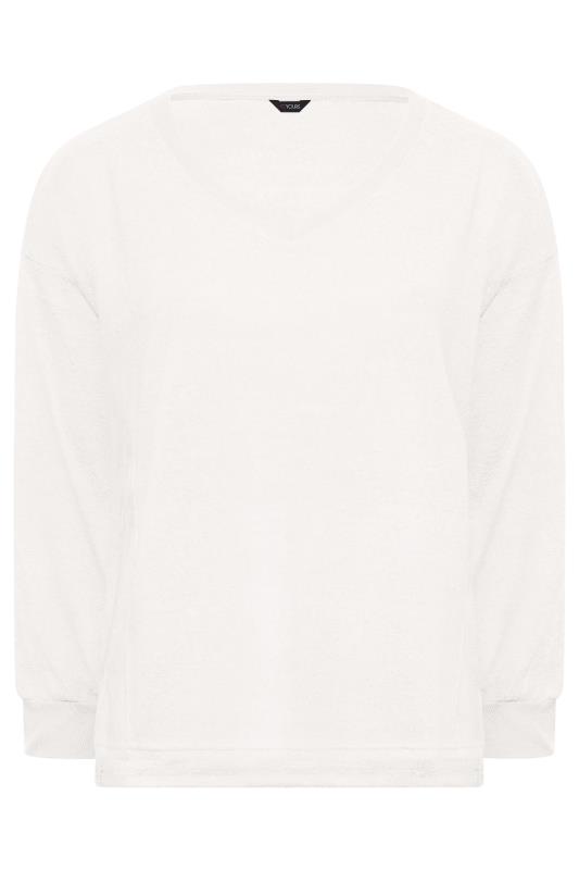 Plus Size White V-Neck Soft Touch Fleece Sweatshirt | Yours Clothing 6