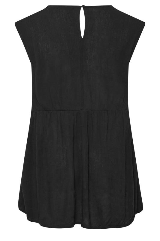 LIMITED COLLECTION Plus Size Black Crinkle Boxy Peplum Vest Top | Yours Clothing 7