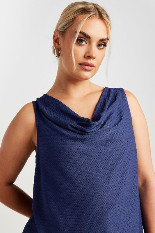 LIMITED COLLECTION Plus Size Blue Textured Cowl Neck Top 4