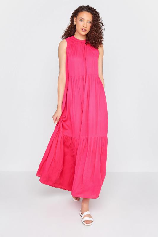 Tall  LTS Tall Bright Pink Tiered Maxi Dress