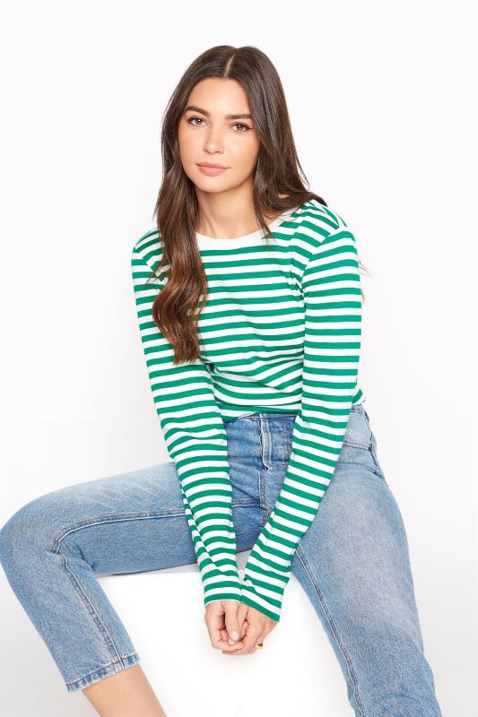 Tall Green & White Stripe Long Sleeve T-Shirt_A.jpg