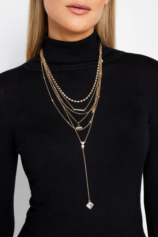 Gold Tone Beaded Layered Necklace | Yours Clothing