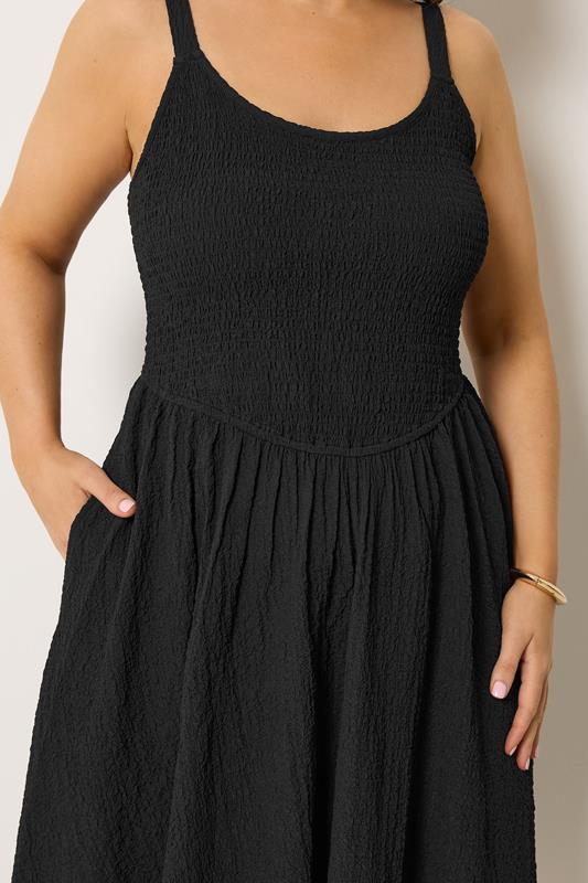 YOURS Plus Size Black Shirred Sundress | Yours Clothing 4