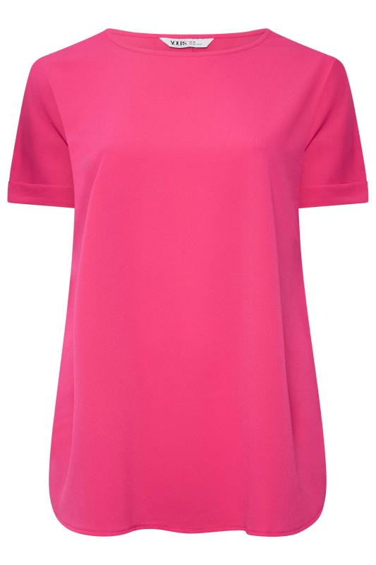 YOURS Plus Size Hot Pink Short Sleeve Boxy Top | Yours Clothing 5