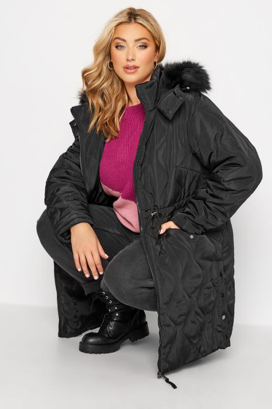 Curve Black Quilted Puffer Coat 4