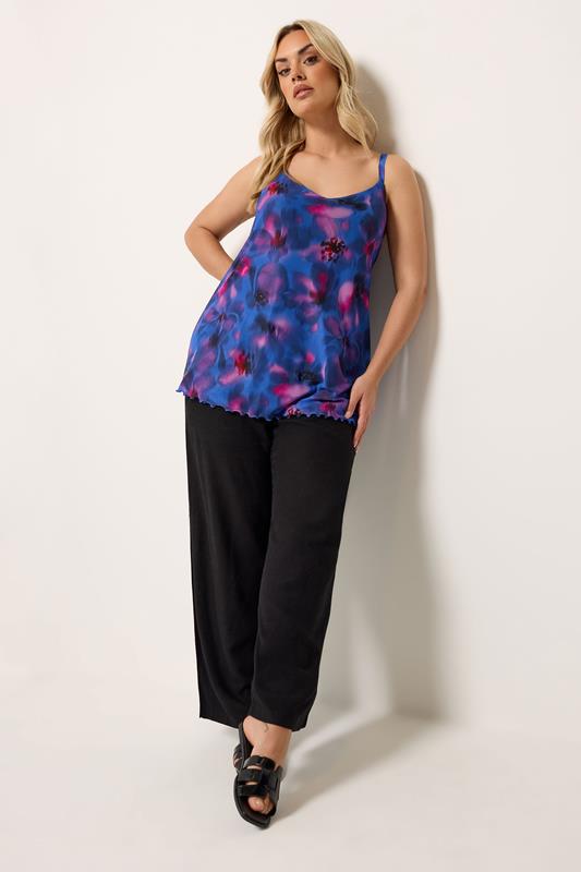 YOURS Plus Size Cobalt Blue Floral Swing Vest | Yours Clothing 1