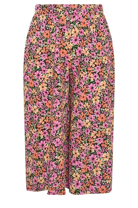 YOURS Plus Size Pink & Orange Floral Culottes | Yours Clothing 5