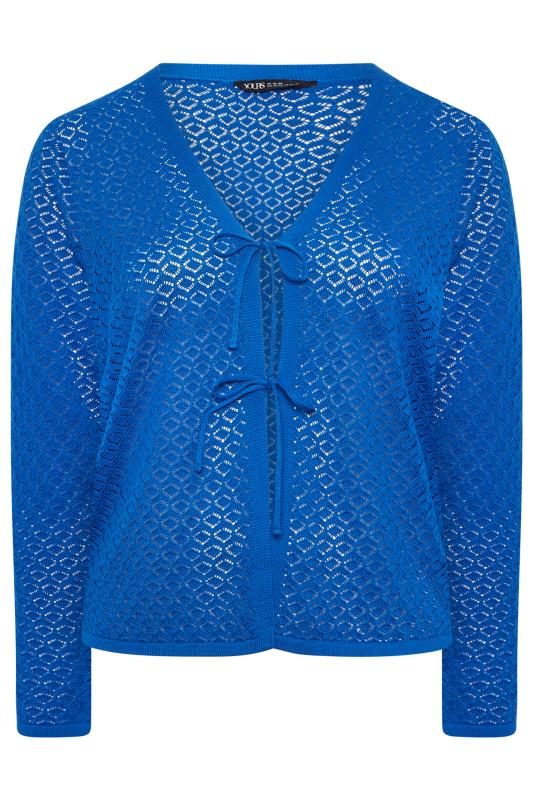 YOURS Curve Plus Size Cobalt Blue Tie Knot Front Cardigan | Yours Clothing  7