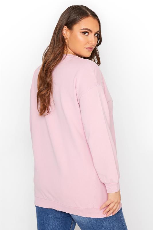 Plus Size Pink 'Good Vibes' Slogan Sweatshirt | Yours Clothing  3