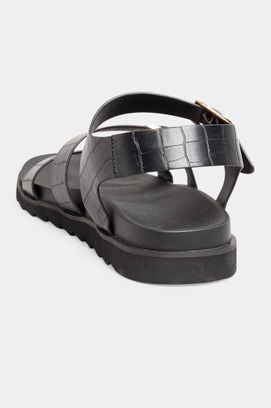LTS Black Croc Buckle Strap Sandals In Standard D Fit 4