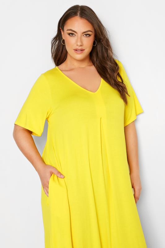 LIMITED COLLECTION Curve Lemon Yellow Pleat Front Maxi Dress 4