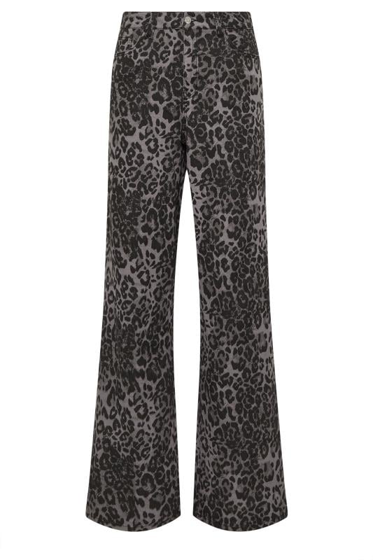 LTS Tall Grey Leopard Print Wide Leg Jeans | Long Tall Sally 2