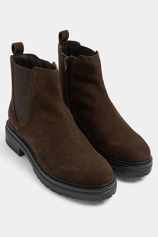  Chocolate Brown Suede Chelsea Boots In Wide E Fit
