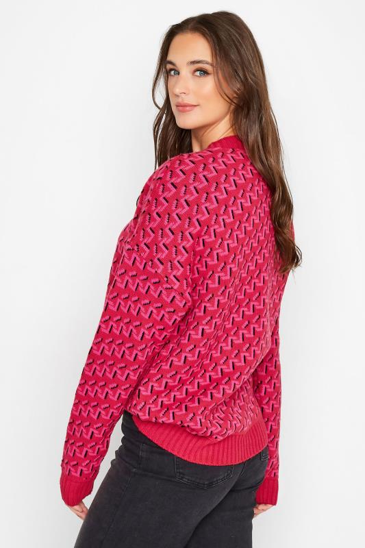 LTS Tall Women's Pink Zig Zag Jacquard Knitted Jumper | Long Tall Sally 4