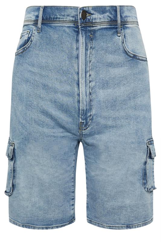 BLEND Big & Tall Blue Denim Cargo Shorts | BadRhino 4