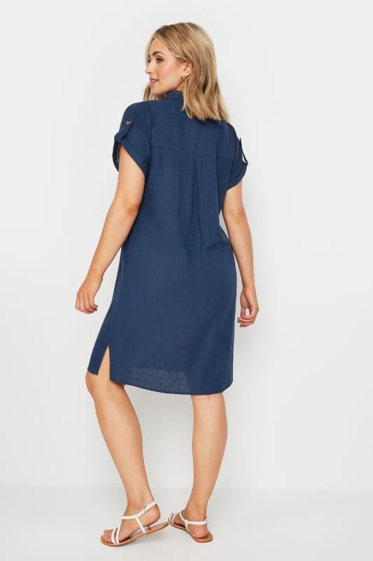 M&Co Navy Blue Short Sleeve Linen Shirt Dress | M&Co 3