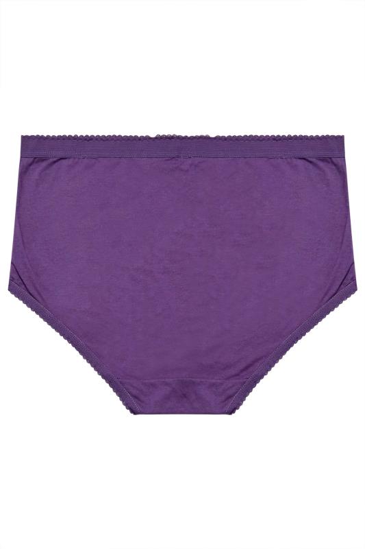 YOURS 5 PACK Plus Size Black & Purple High Waisted Full Briefs | Yours Clothing 9