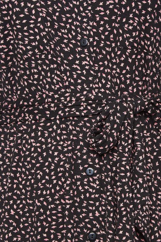 Plus Size Black Leaf Print Spilt Hem Midaxi Shirt Dress | Yours Clothing 5