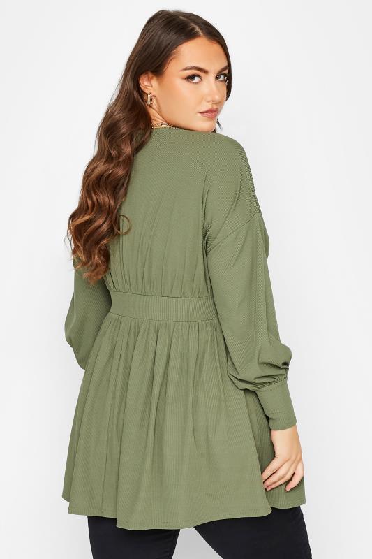LIMITED COLLECTION Plus Size Curve Khaki Green Corset Long Sleeve Top | Yours Clothing 3