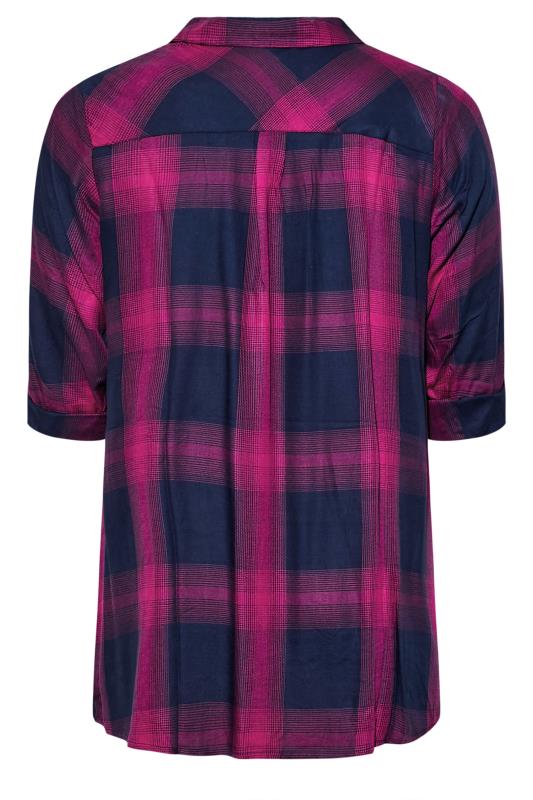 Plus Size Hot Pink Checked Overhead Shirt | Yours Clothing  7